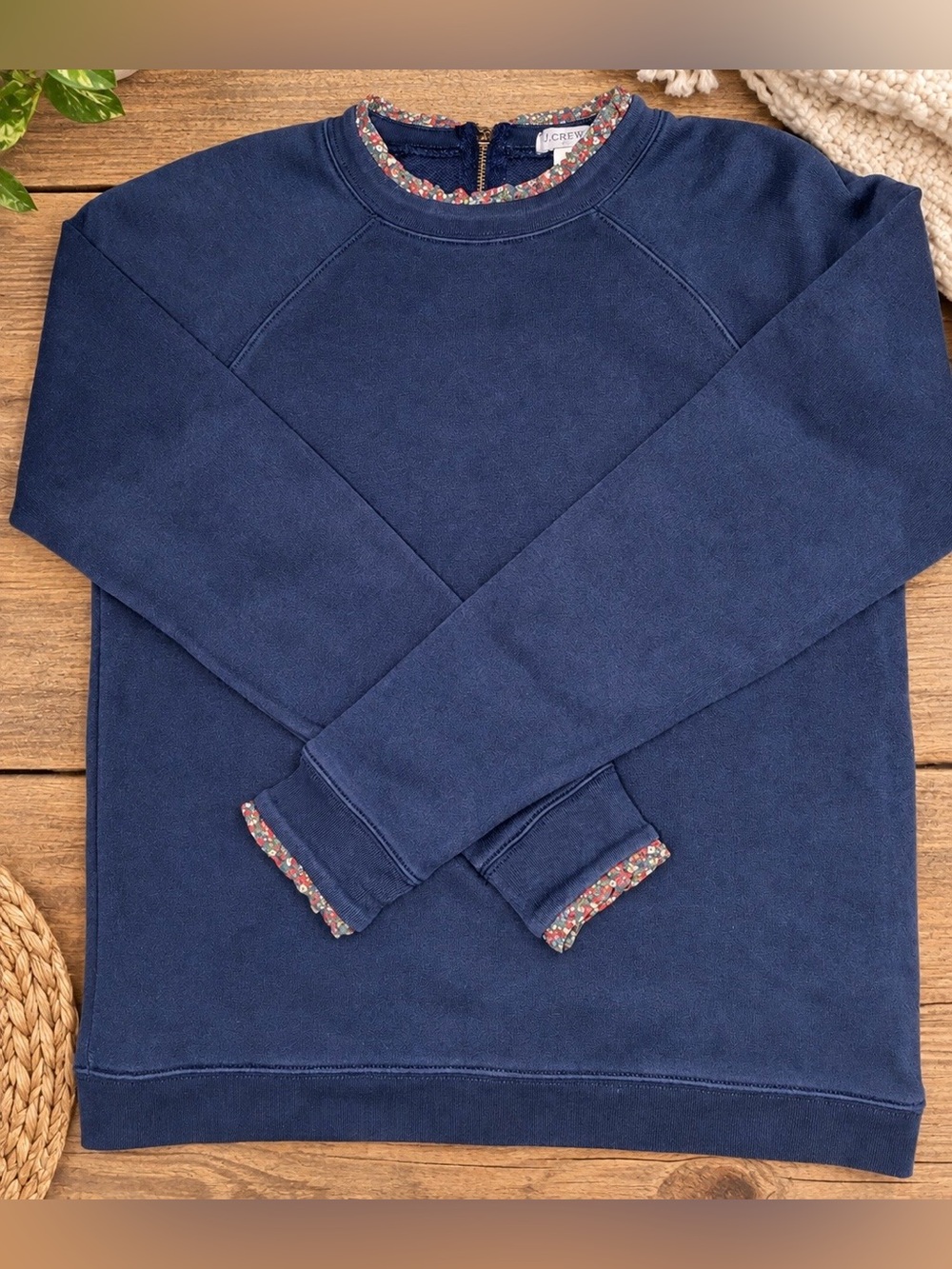 J. Crew Zip-Neck Ruffle Crewneck